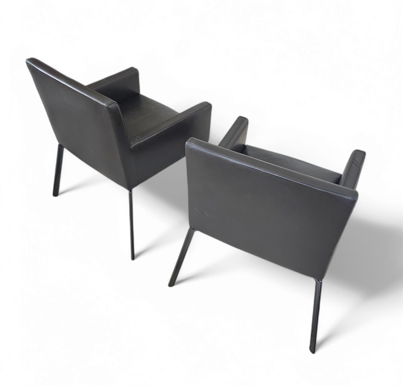 2 x Manet Minotti arm chairs 1990s /dark brown leather / chrome

Height 83