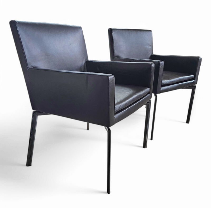 2 x Manet Minotti arm chairs 1990s /dark brown leather / chrome

Height 83