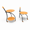 Matching set / 3-WHEEL DESIGN SERVING TROLLEYS / SIDE TABLES
IN STEEL & BEECH BY BONALDO
ITALY 1990S