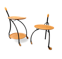 Matching set / 3-WHEEL DESIGN SERVING TROLLEYS / SIDE TABLES
IN STEEL & BEECH BY BONALDO
ITALY 1990S