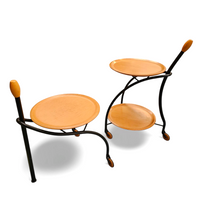 Matching set / 3-WHEEL DESIGN SERVING TROLLEYS / SIDE TABLES
IN STEEL & BEECH BY BONALDO
ITALY 1990S