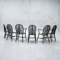 A bit wearthered windsor wheelback dining set (7) by the Oirschotse meubelindustrie 1950s