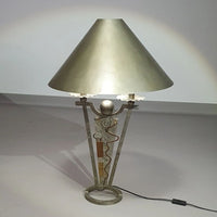Brutalist lamp / metal shade
Height 77
Width 53 cm