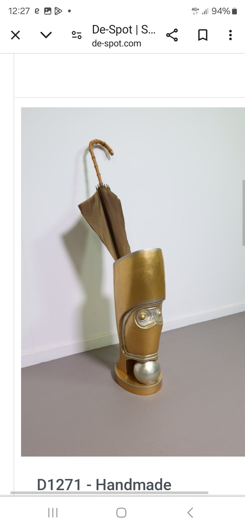 painted Leeazanne  umbrella stand, ca 1980 resine / epoxy / Hollywood Regency
Manufactured by the LAM LEE Group, Dallas USA.