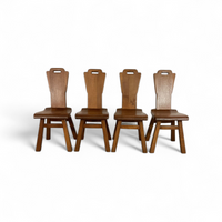 4 x Mid-Century Brutalist Dining Chairs, Belgium / 1970s