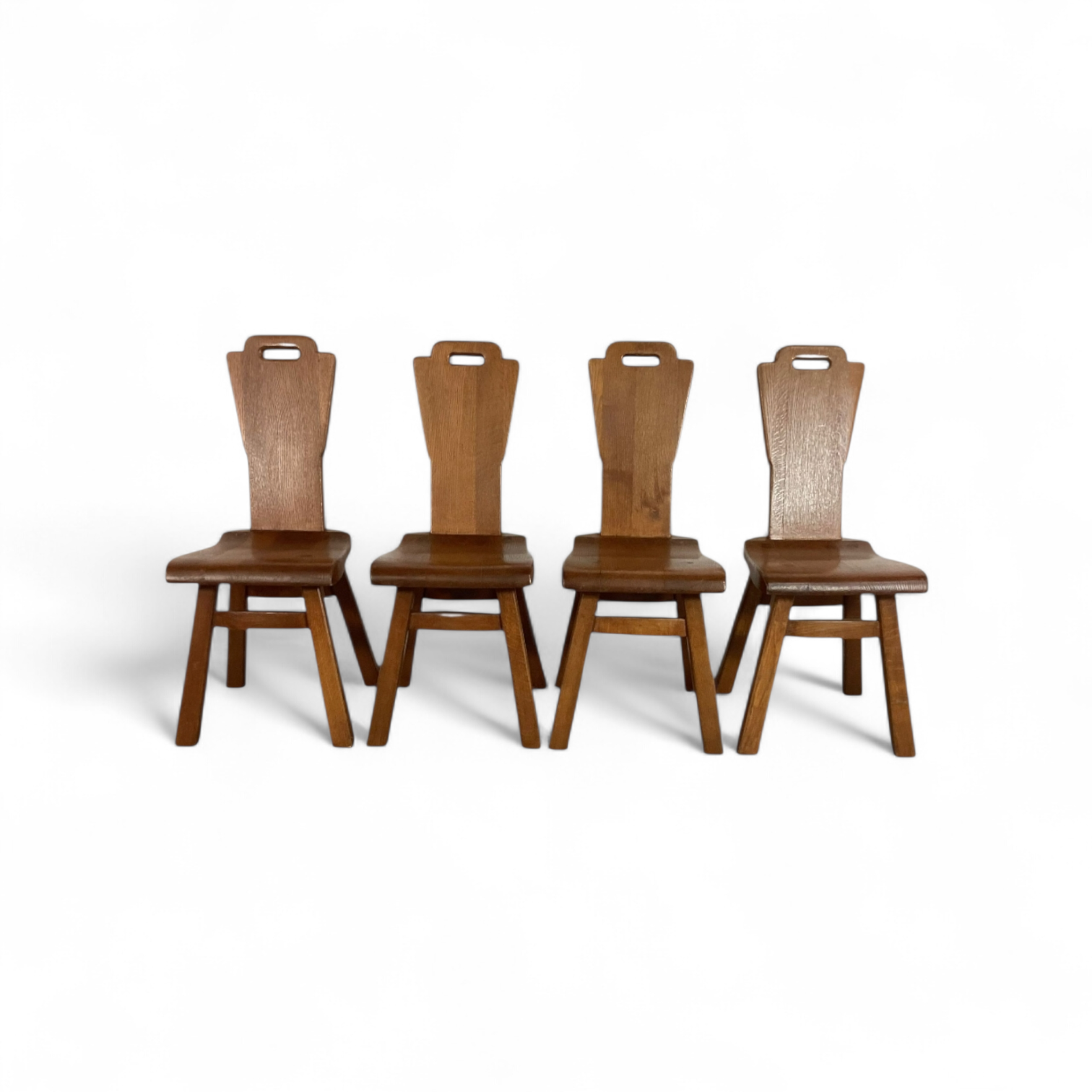 4 x Mid-Century Brutalist Dining Chairs, Belgium / 1970s