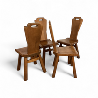 4 x Mid-Century Brutalist Dining Chairs, Belgium / 1970s