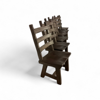 6 x Brutalist oak dining chairs / Belgium 1970s