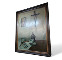 Jolie Laide / oil on canvas still life painting / religious iconography with everyday objects / 1930s / height 155 cm