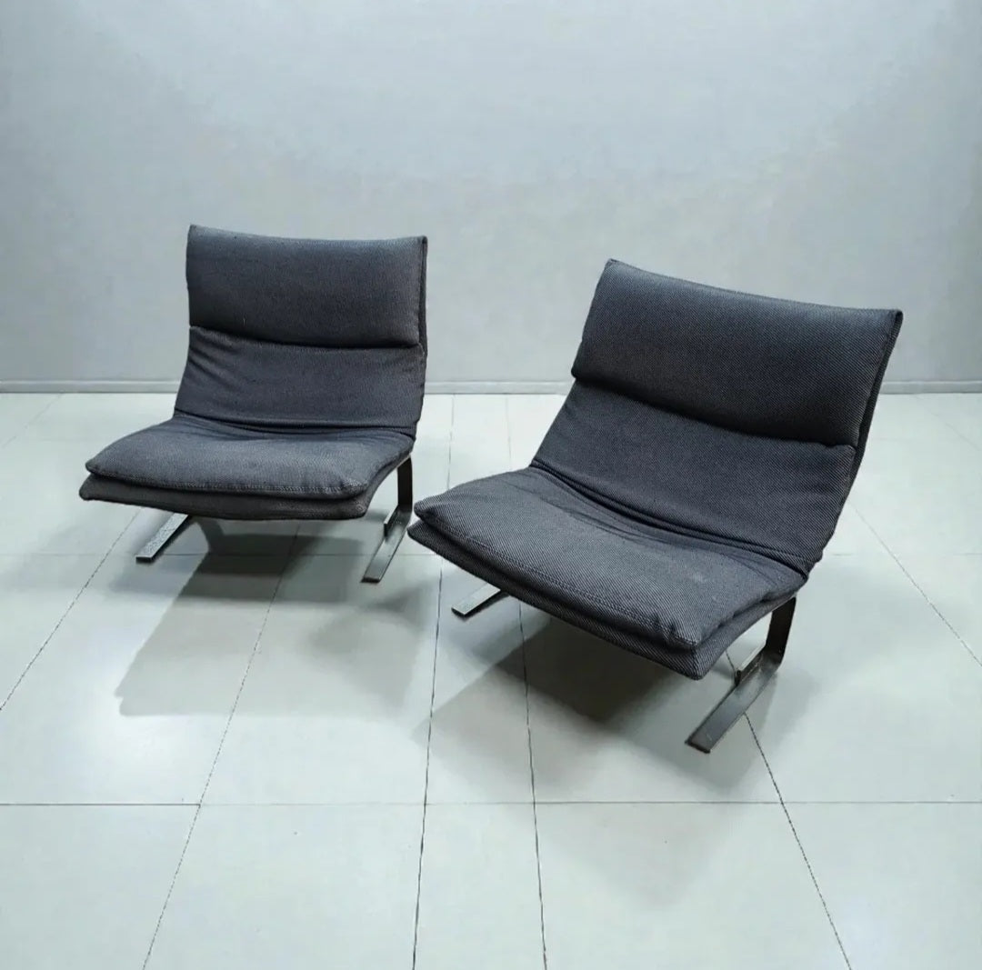Vintage Italian design Onda Wave lounge chairs fauteuils Giovanni Offredi / Saporiti 1980s