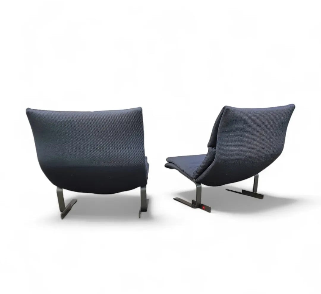 Vintage Italian design Onda Wave lounge chairs fauteuils Giovanni Offredi / Saporiti 1980s