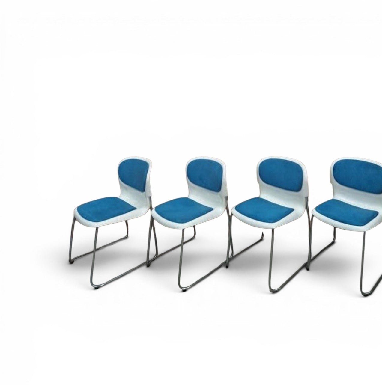 20 x Gerd Lange West German Chrome SM 400 Swing Chairs / Blue upholstery / 1990s