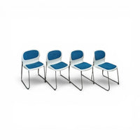 20 x Gerd Lange West German Chrome SM 400 Swing Chairs / Blue upholstery / 1990s