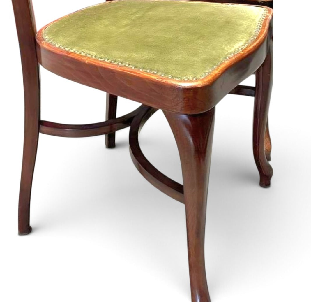 6 x Classic Thonet dining chairs / velvet upholstery / 1960s /