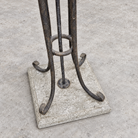 Neo classic forged floorlamp / metal shade/ stone base / 1970s