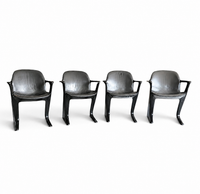 4 x Kangaroo Z-chair / Ernst Moeckl for Horn Collection 1960s / Black leather upholstery / Ernst Moeckl / Horn Collection