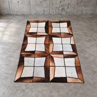 Lace-up cowhide patchwork rug / 1980s