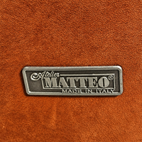 Cognac brown leather club chair / Atelier Matteo Italy / marked / 1970s /