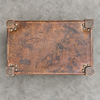 2 x Spanish footstool / wood leather / medieval-style / 1920s /