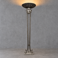 Neo classic forged floorlamp / metal shade/ stone base / 1970s