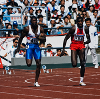 Original / signed / iconic photo / 100m final Seoul 1988s / Cult Art Photo / signed