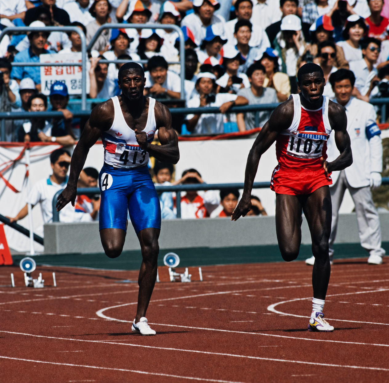 Original / signed / iconic photo / 100m final Seoul 1988s / Cult Art Photo / signed