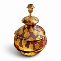 Gold decorated ceramic vase lamp by Hubert Olivier / France 1970s