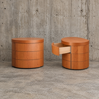 2 x cherry wood night stands / bedsite tables / 3 drawers / 1990s