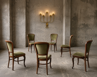 6 x Classic Thonet dining chairs / velvet upholstery / 1960s /