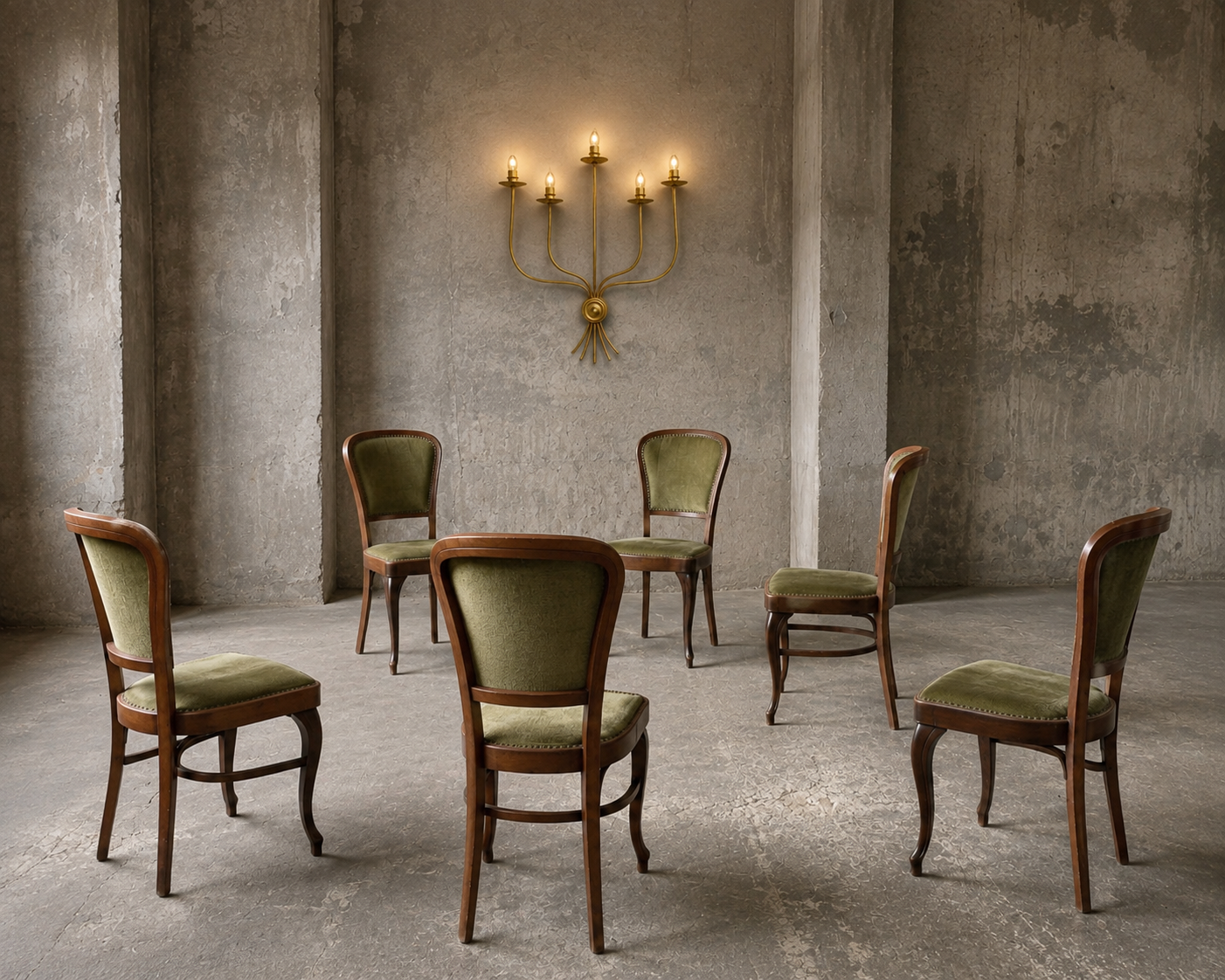 6 x Classic Thonet dining chairs / velvet upholstery / 1960s /