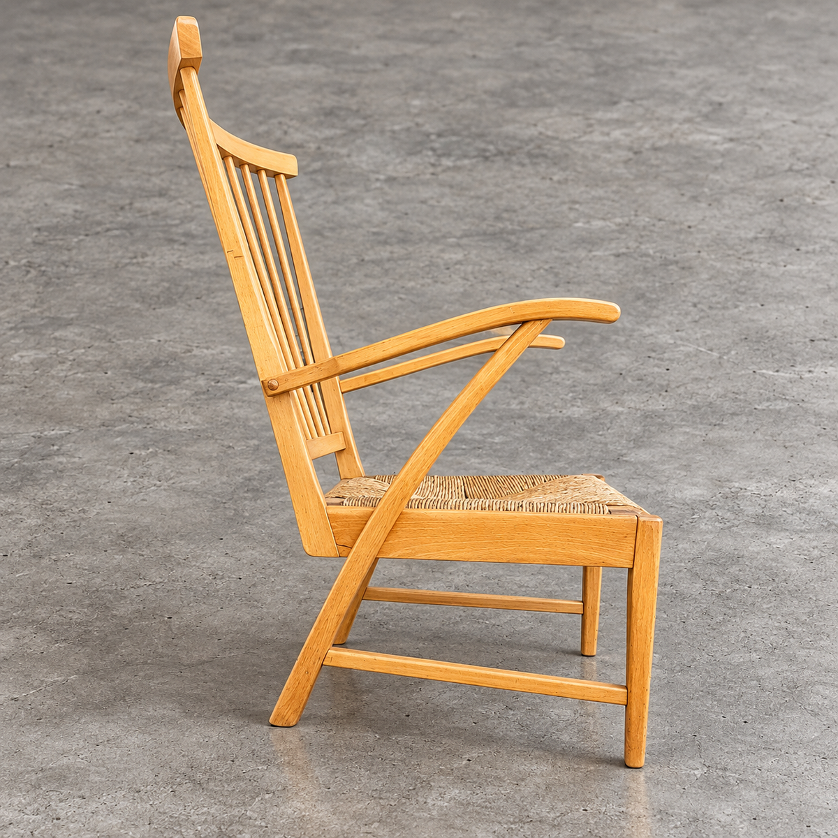 Vintage Mid Century Dutch Wooden Spindle Lounge Chair by Vero Stoel / 1920s