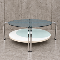 Rare coffee table / solid steel with a low free standing table / 1980s