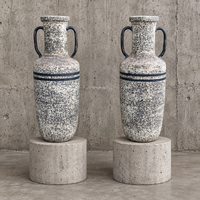 2 very Large / hand turned vases / Dutch ceramic  vases / Birch bark / 1970s / height 110 cm