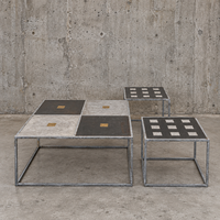 Set of three industrial / brutalist side / coffee tables / 1990s