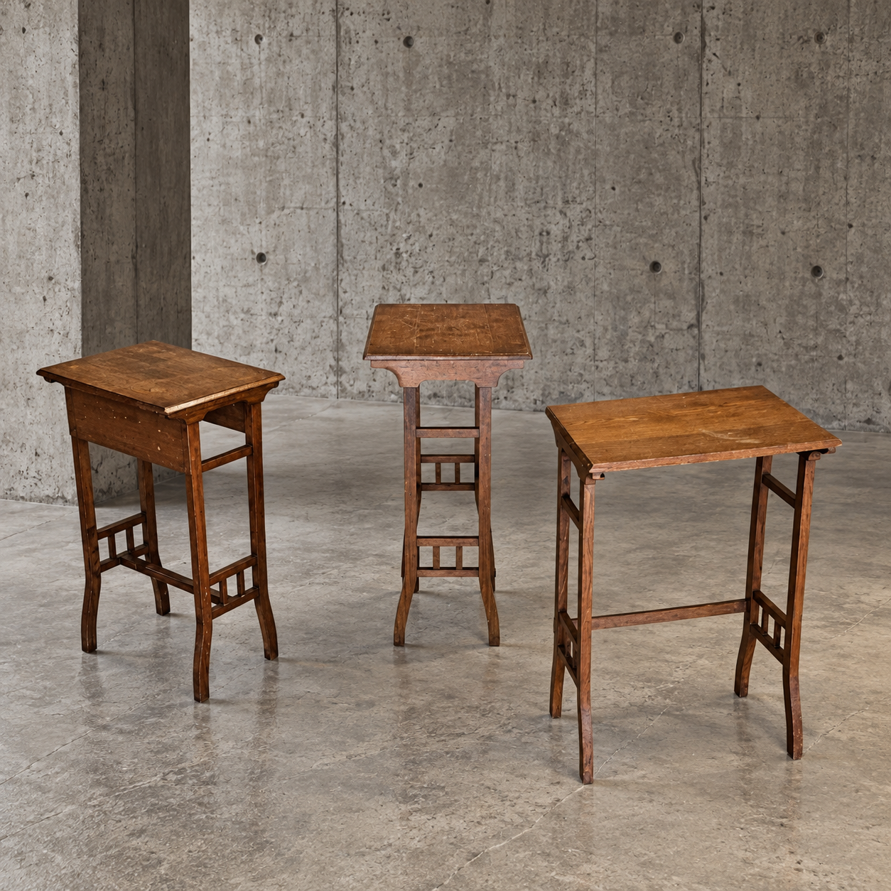 3 x nesting table / nesting set / arts and crafts / 1950s