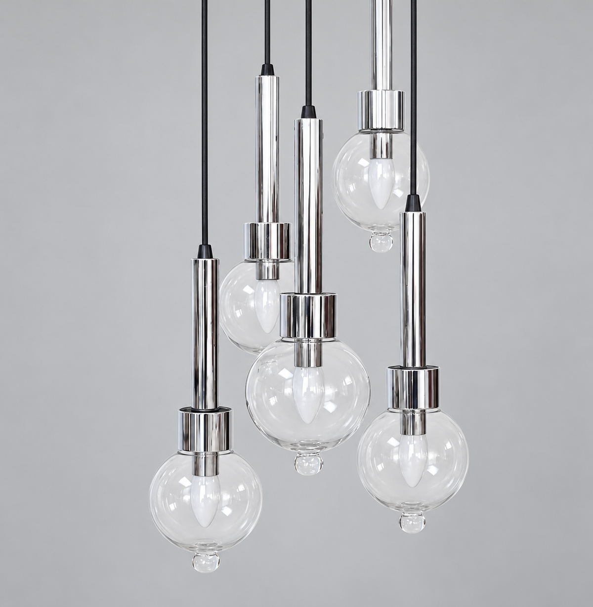 Abo Randers cascade 5 drop lamp for A/S Denmark 1970s