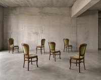 6 x Classic Thonet dining chairs / velvet upholstery / 1960s /