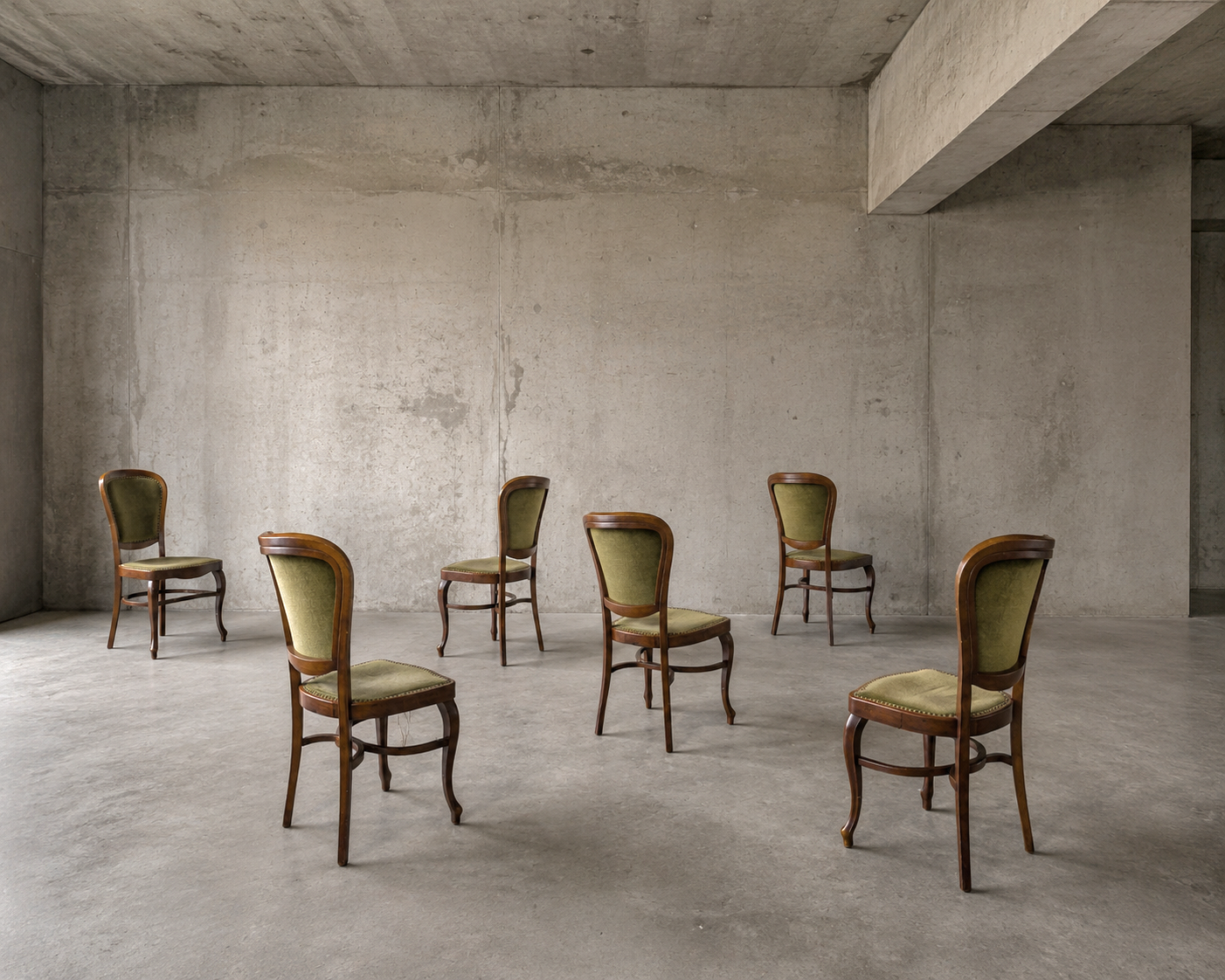 6 x Classic Thonet dining chairs / velvet upholstery / 1960s /