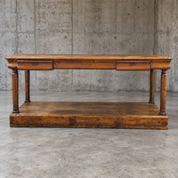 Antique French draper's table / 2 x drawers / Pinewood / 1900s