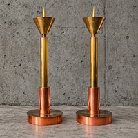 4 x Large / weighty postmodern candles / 1970s / two heights 60 - 70 cm / copper - brass