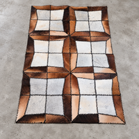 Lace-up cowhide patchwork rug / 1980s