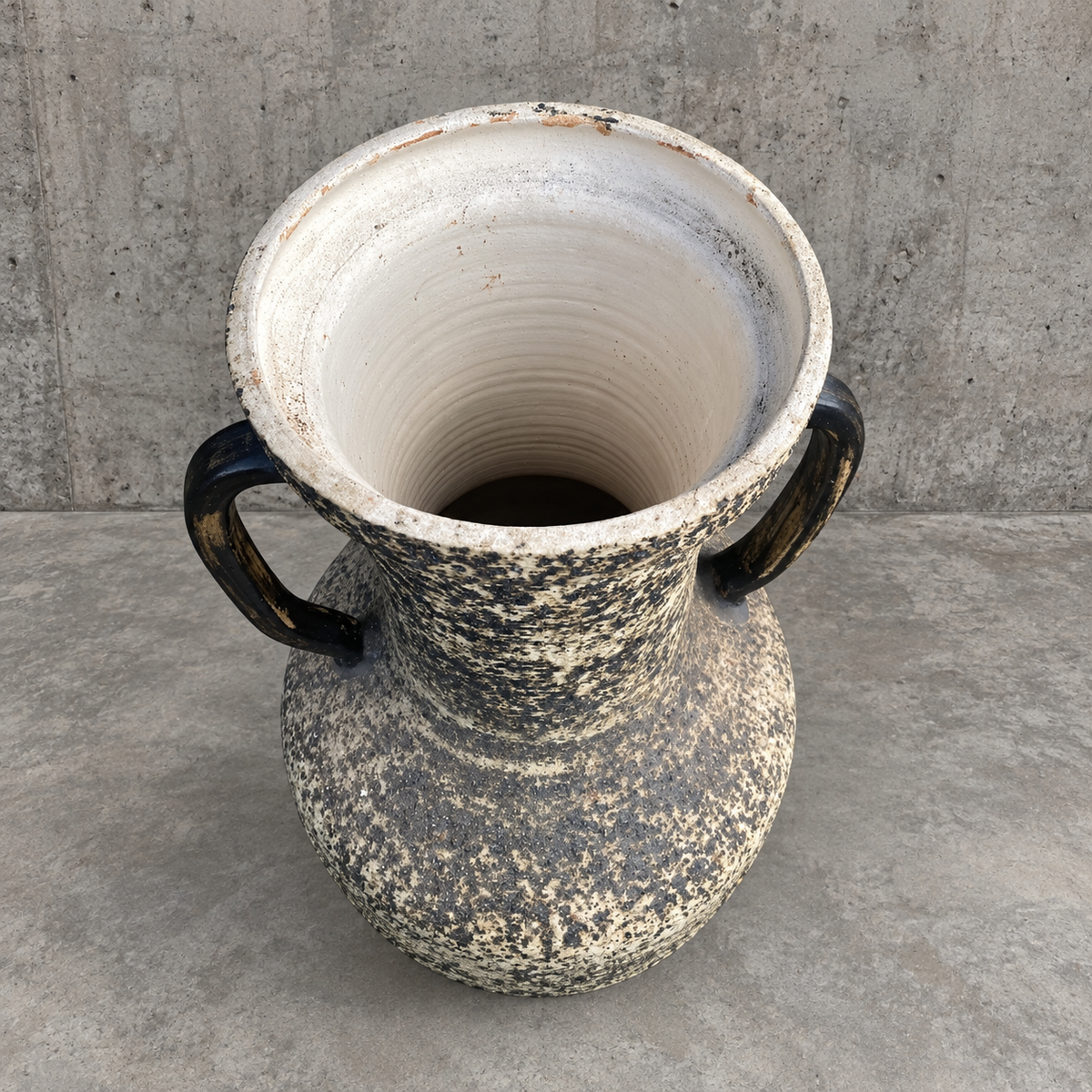 2 very Large / hand turned vases / Dutch ceramic  vases / Birch bark / 1970s / height 110 cm