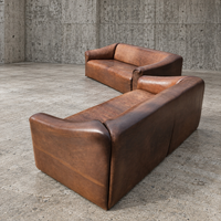2 x Desede sofa / De Sede / Brown leather / DS-47 / matching patina of age /