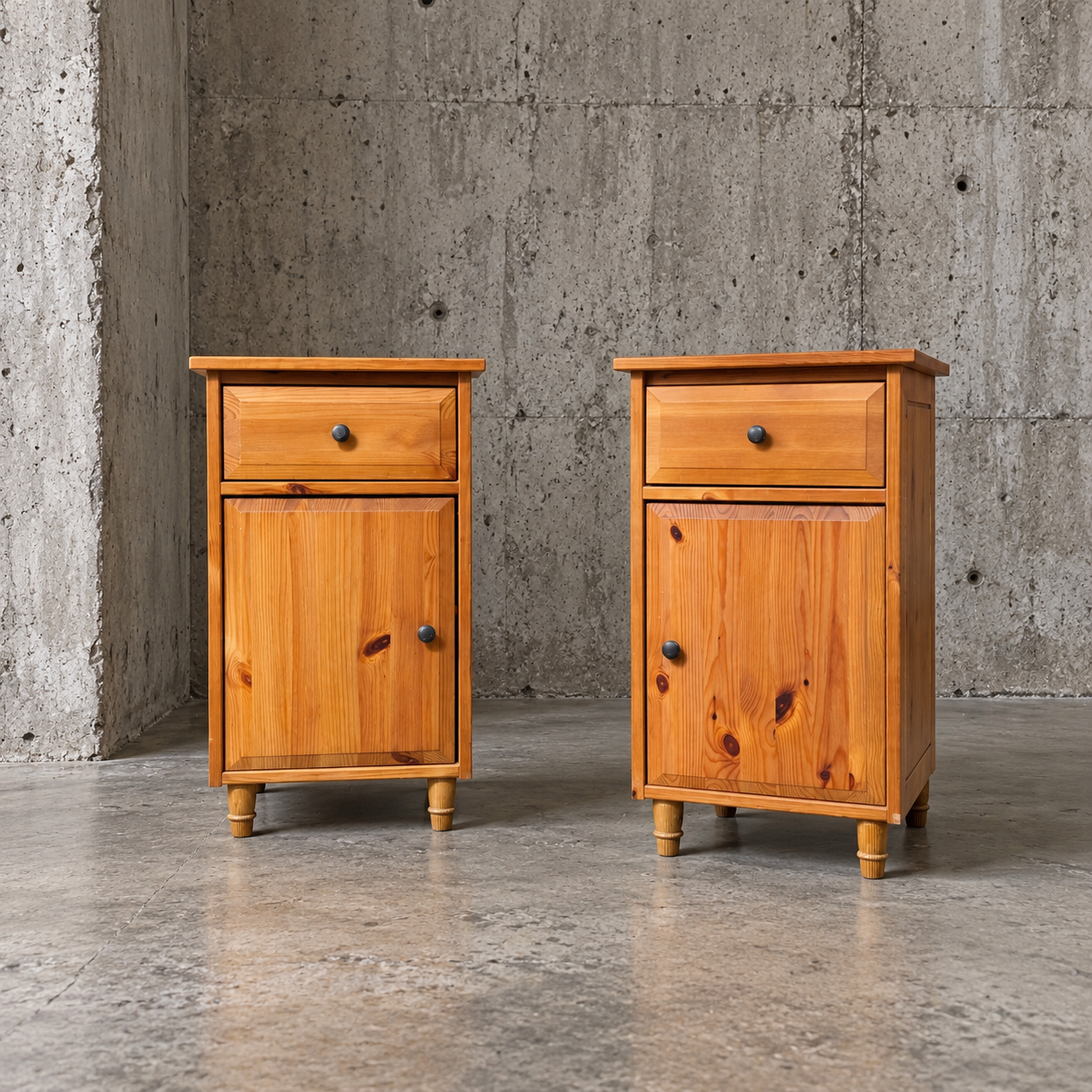 2 x Leksvik Ikea bedside table / with drawer and cupboard / left - right doors