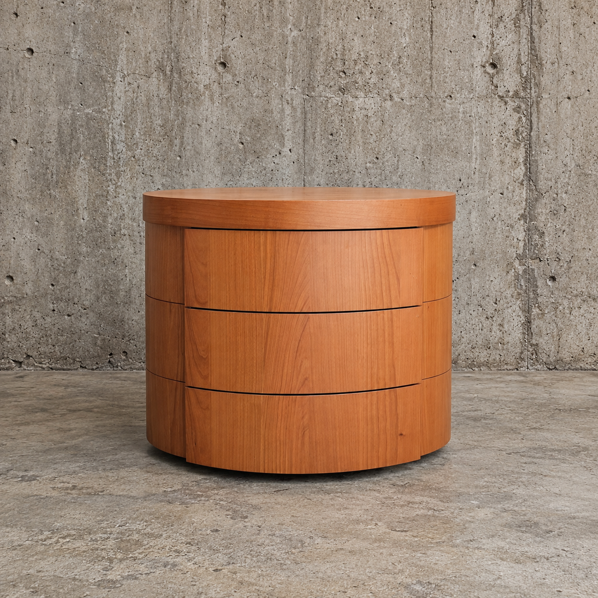 2 x cherry wood night stands / bedsite tables / 3 drawers / 1990s
