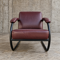 2 X dark brown / bordeaux red / weighty leather club chairs / 1980s