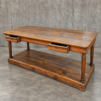 Antique French draper's table / 2 x drawers / Pinewood / 1900s