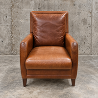 Cognac brown leather club chair / Atelier Matteo Italy / marked / 1970s /
