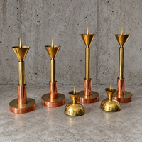 4 x Large / weighty postmodern candles / 1970s / two heights 60 - 70 cm / copper - brass