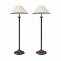 2 x Wooden faux bamboo table lamps / 1980s